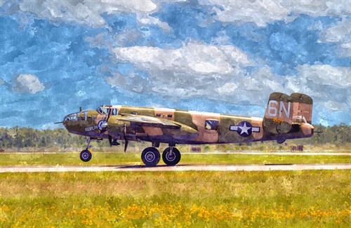 The B-25 Mitchell Bomber - Digital Water Color 