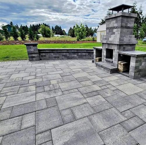 Paver pation with a beautiful fire place