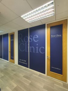 Wall Glass Interior Branding - Rose Clinic Waterford