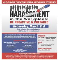 2018 03/21/2018: Multi Chamber Educational & Networking Opportunity! Harassment in the Workplace: Be proactive & Be prepared!