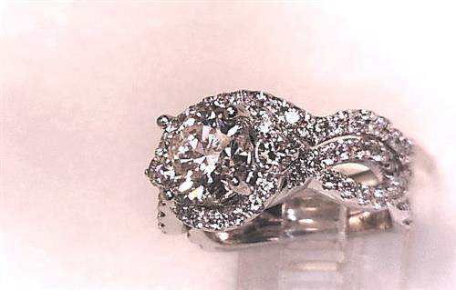 Custom Designed 14k white gold diamond wedding set all F Color VS diamonds.