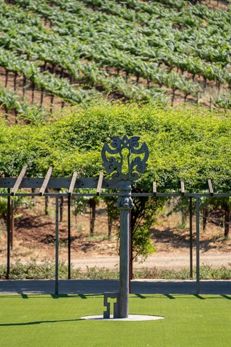 Theorem's iconic key sculpture welcomes guests to the historic estate in Calistoga