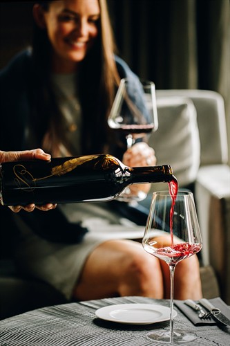 A private tasting experience inside the Red Barn lounge at Theorem Winery in Calistoga