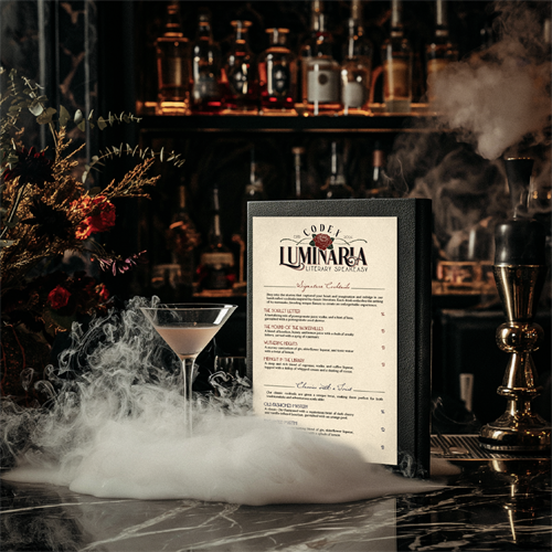 Codex Luminaria | Cocktail Menu Mockup