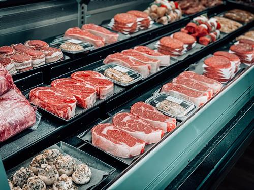 Many grocery stores and markets these days have gone away from in-house butchers.  A lot of them get their meats shipped in, pre-packaged, and self-ready.  Not us. Here, we cut, grind, and service daily.  That's the Crossroads difference.