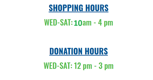 Shopping and Donation Hours