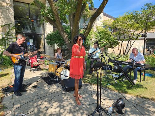 Our Sunday service musicians performing at one of our annual events, the Hot Dog & BBQ Picnic