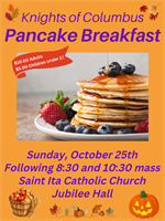 Knights of Columbus Pancake Breakfasts at Saint Ita Church