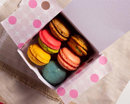Purchase macarons individually or by the box.