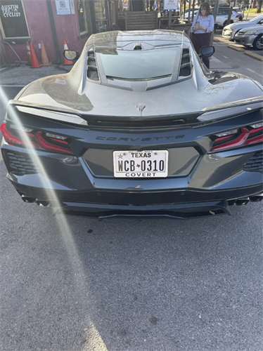 Amy Walker and the Business Corvette Outside of Terry Black's BBQ in Austin, Texas