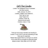 Girl Scouts London Trip Spaghetti Dinner Fundraiser and Silent Auction