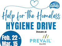 Prevail Bank Serves as Collection Site for the Help for the Homeless Hygiene Drive — Feb. 22–Mar. 15
