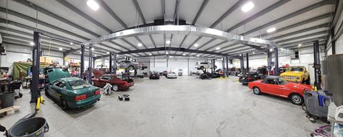 Inside the air conditioned workshop area