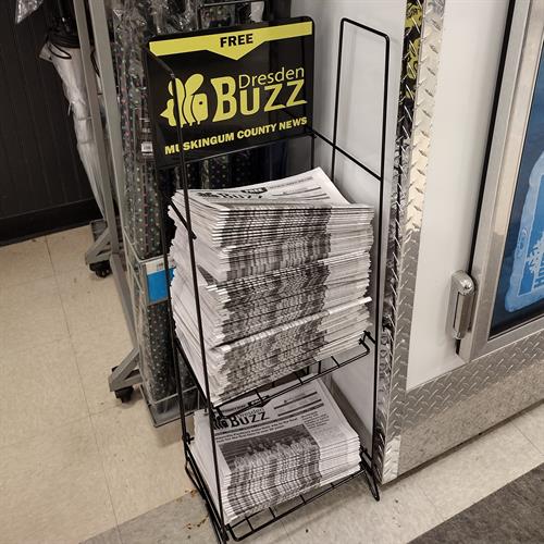 Copies of the Dresden Buzz are available at Kroger on Maple Ave. in Zanesville as well as at over 50 other locations in Muskingum County.