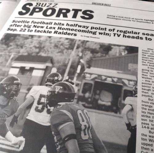 Most issues of the Buzz include an eight to twelve page pull-out sports section chalked full of local Muskingum County sports articles and pictures.