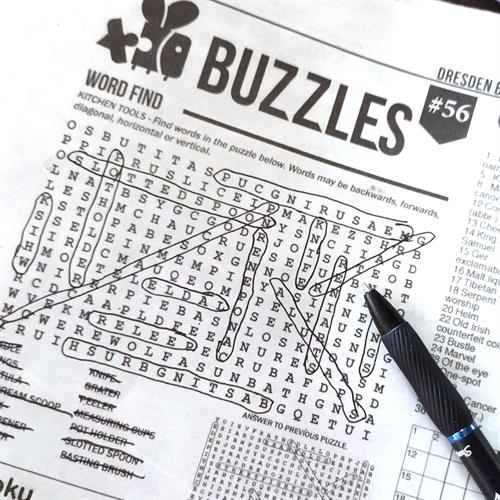 A full page of Buzzles puzzles are in every issue of the Buzz.