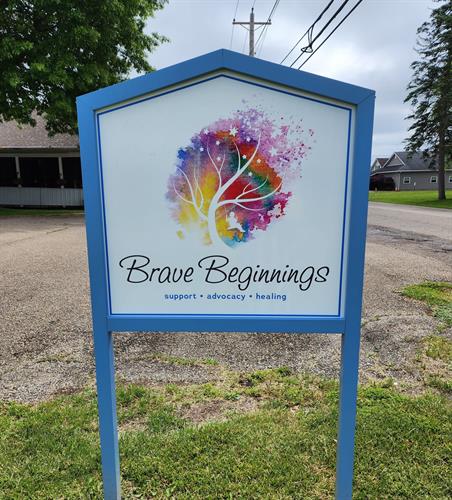 Brave Beginnings sign outside facility.