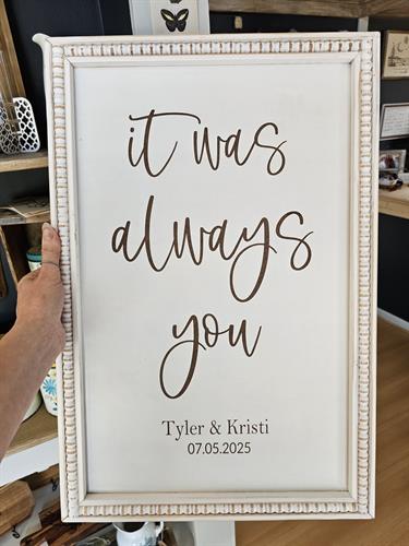 Special order sign for wedding 