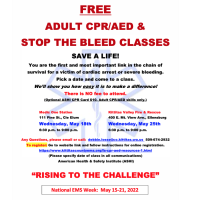 Free adult CPR/AED & stop the bleed classes 