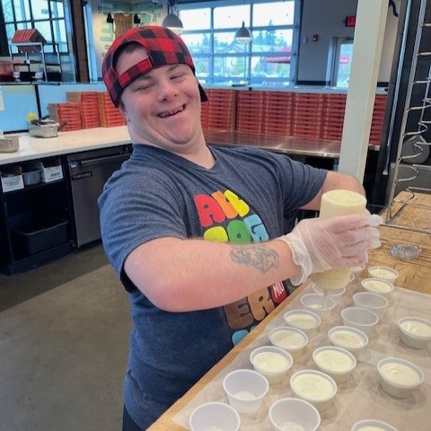 Cody's killing at @modpizza! He's a valuable Squad Member and ensures that the dressing and sauces are ready for hungry customers. He loves his role, his team, and being a part of his working community. Thank you Cody for all you do!