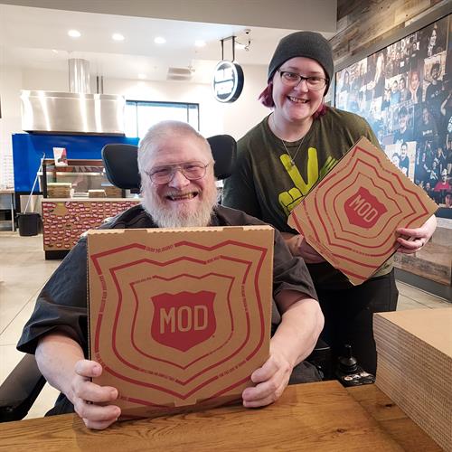Another incredibly happy MOD Squad Employee! This time over in Spokane! Sam loves his job and genuinely enjoys connecting with customers. Check out that perfectly folded 'no-name cake'! Thank you MOD for being a great, inclusive employer!