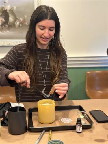 Owner Sarah at Candle Class