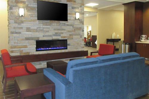 Warm up in our cozy lobby