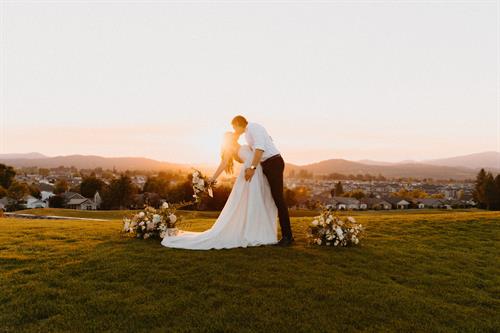 Wedding golden hour session captured on the course.