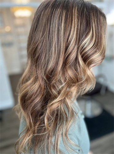 Partial highlights & toning, Long layered Haircut 