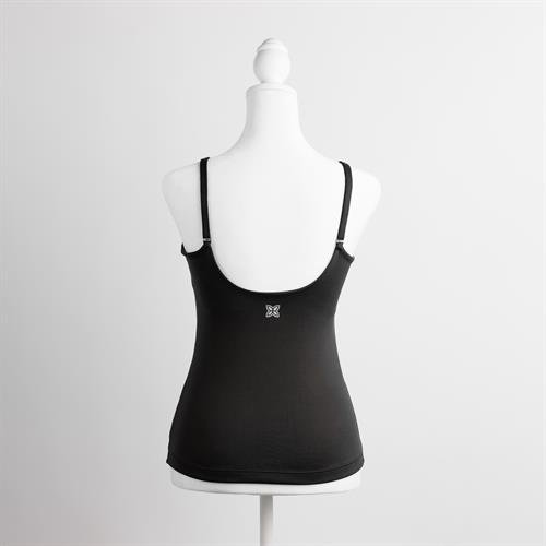 COMFYIST CAMI with Sewn-in Bra Cups in Black - Back View, Straight Style Straps