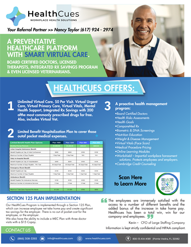 Here's a brief overview of how HealthCues helps employers and employees.