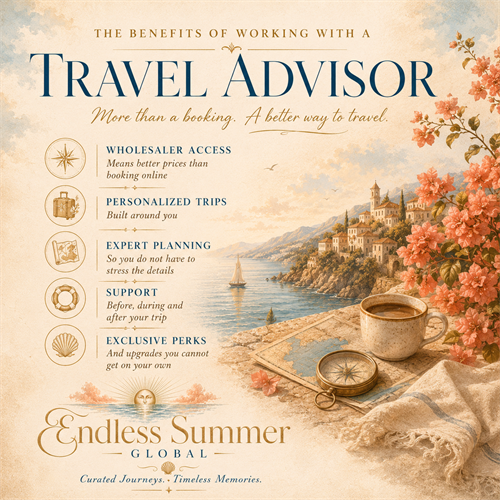 Not sure what a travel advisor actually does? This pretty much sums it up. I am Amber with Endless Summer Global and I am here to make your next trip easier better and more memorable than anything you could book on your own.
