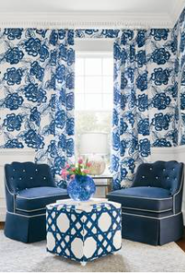 Thibaut fabric creating a cozy sitting area