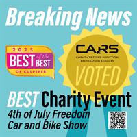 CARS: Christ-Centered Addiction Restoration Services Awarded Best Charity Event for 4th of July Freedom Car and Bike Show