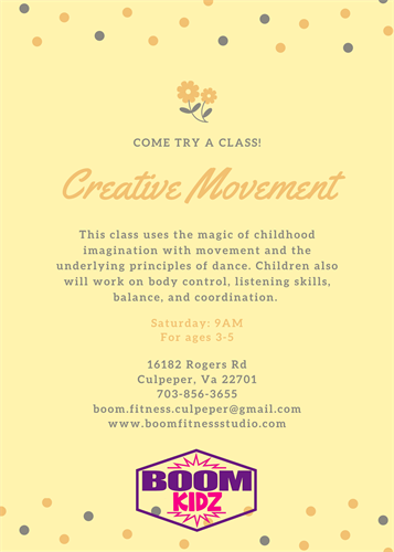 Creative Movement for ages 3-5 yrs old