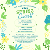 Blue Ridge Chorale Announces 2026 Spring Concert Performances