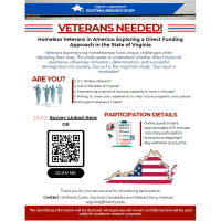 Veterans Needed for Doctoral Research Study: Homeless Veterans: Exploring a Direct Funding Approach 