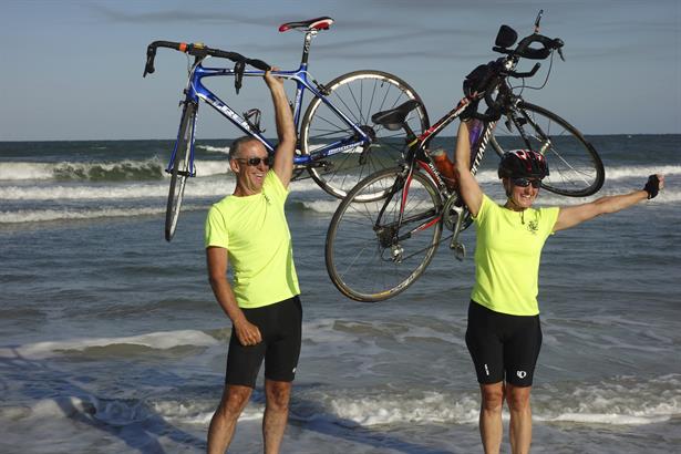 The Owners Jon & Kim finishing their ride across the USA to help find a cure for childhood cancer