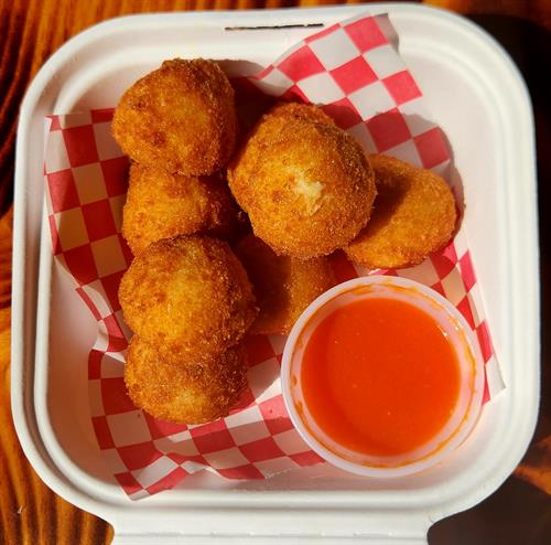 Mac & Cheese Fritter with House Hot Sauce