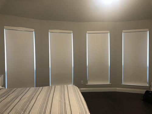 Privacy Motorized Roller Shades - Master Bedroom