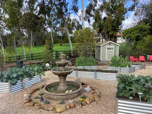 This amazing 8x10 Premeir Pro Ranch makes a perfect addition to this garden.