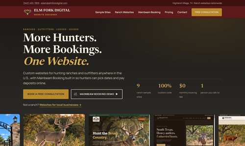Custom websites for hunting ranches and outfitters
