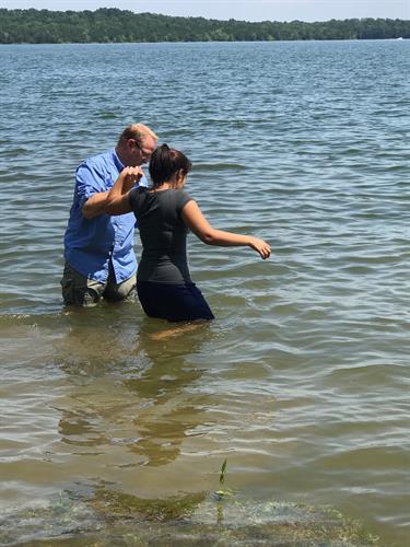 Survivor beng baptized in Percy Priest Lake Survivor beng baptized in Percy Priest Lake
