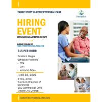 FAMILY FIRST IN-HOME PERSONAL CARE HIRING EVENT