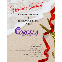 RE-SCHEDULED FOR JUNE 14TH  Join us for Summer Fun with Corolla Beach Services Ribbon Cutting and Networking Event!