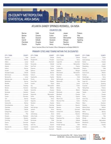 Atlanta–Sandy Springs–Roswell, GA Metropolitan Statistical Area (MSA)