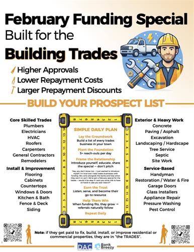 Growth Funding Special: Built for the Building Trades!!! Apply online: https://bankbreezy.com/no-obstacles