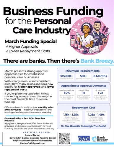 Business Funding for the Personal Care Industry