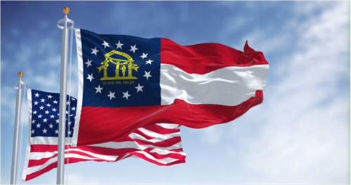 State of Georgia and United States Flags