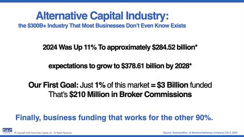 The Alternative Capital Industry was created to help more businesses get funding!